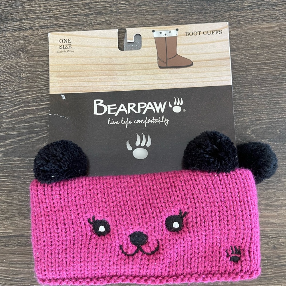 BearPaw Pink and Black Boot Cuffs for Adults
